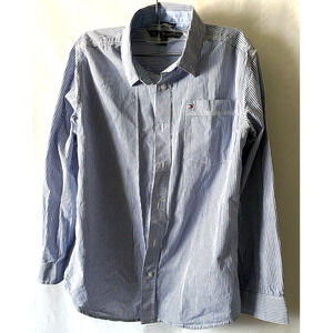 Tommy Hilfiger Shirt Men Size L Blue Strips Long Sleeves Button Up